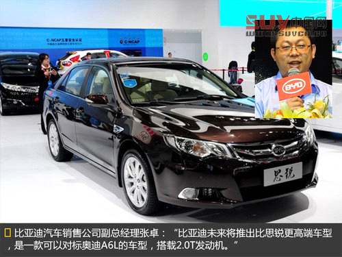 比亞迪擬推大型轎車 搭載自主2.0T發動機